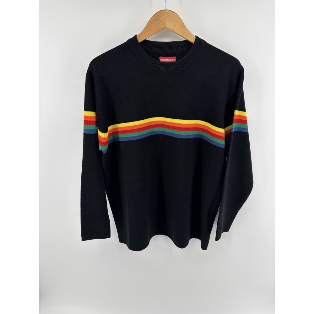 Vintage Unionbay Rainbow Sweater Sz M Stripe Crewneck‎ Pullover 80s Retro Preppy